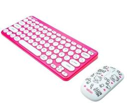 Teclado e Mouse Wireless e Bluetooth Hello Kitty
