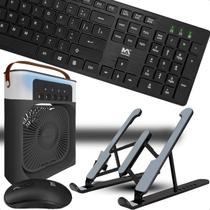 Teclado E Mouse Wireless Ergonômico E Suporte Dobrável Com Mini Climatizador Umidificador Bivolt Kit