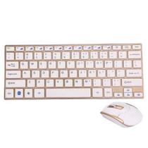 Teclado e Mouse Wireless Sem Fio Ultrafino USB HK-3910 Dourado Teclado e Mouse Wireless Sem Fio Ultrafino USB HK-3910 Dourado