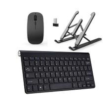 Teclado E Mouse Wireless Slim + Suporte Para Notebook Hp I3