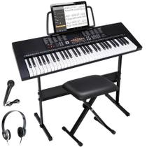 Teclado Elétrico Portátil ZENY de 61 Teclas com Suporte e Microfone