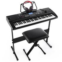 Teclado Eletrônico JOYMUSIC 61 Teclas com Fones de Ouvido, Microfone e Suporte