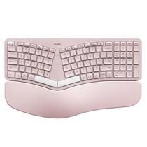 Teclado ergonômico sem fio Nulea RT05 com descanso de pulso rosa