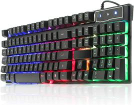 Teclado Gamer Backlight Led RGB USB Teclas Multimídia ABNT2 Semi mecanico