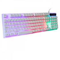 Teclado Gamer Branco Semi Mecânico LED RGB Kapbom KA-667
