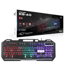 Teclado Gamer C3Tech KG-40BK ABNT2 Iluminação LED Multicor USB Anti-Respingo - Preto