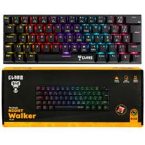 Teclado Gamer Clanm Night Walker Compacto 60% Cabo Resistente 1,5M Com Switch Red Alta Qualidade Iluminação de Led Rgb Preto