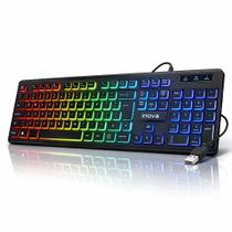 Teclado Gamer com Fio USB Ultra Silencioso Ergonômico Iluminação RBG Original Inova