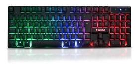 Teclado gamer Evolut EG-206RB QWERTY português Brasil cor preto com luz rainbow