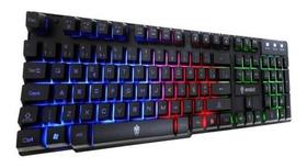 Teclado Gamer Evolut Eg-206rb Qwerty Português Brasil Cor Preto Com Luz Rainbow