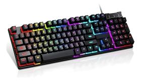 Teclado Gamer Evolut Rgb com fio Aitek Rainbow Semi-mecânico Preto Teclado Gamer Evolut Rgb com fio Aitek Rainbow Semi-mecânico Preto