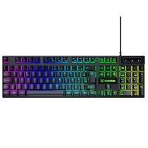 Teclado Gamer Fortrek Fearless 100 Fullsized Membrana Prata Plug & Play Preto