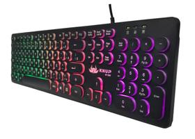 Teclado Gamer Full Size 107 Teclas Redondas Tipo Chocolate Gravadas a Laser Silencioso USB Retroiluminado Led RGB - Knup