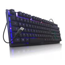 Teclado Gamer Iluminação LED RGB com Fio USB Teclas Macias Teclado Gamer Iluminação LED RGB com Fio USB Teclas Macias