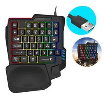 Teclado Gamer Luminoso Ergonomico Mecanico Uma Mão 35 Teclas Rgb Com Luz Rainbow Jogos