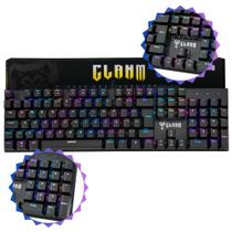 Teclado Gamer Mecânico Clanm King 100% Para Jogar Fps Switch Red Com 18 Modos de Iluminação Rgb Atalhos/Macro e Teclado Numérico