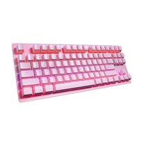 Teclado Gamer Mecânico Pink Wolf Profissional USB Iluminação LED Rainbow Efeitos de Transição