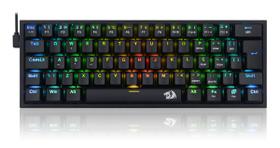 Teclado Gamer Mecânico Preto Fizz RGB Layout 60% Redragon
