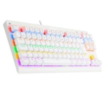 Teclado Gamer Mecanico Redragon Dark Avenger Rainbow Branco Switch Azul TKL