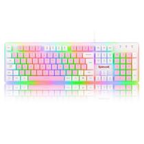 Teclado Gamer Membrana Redragon RGB Dyaus 2 Rosa Com Branco