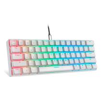 Teclado Gamer Motospeed, RGB, ABNT2, Branco, Switch Blue, USB Tipo-C, Branco - CK61