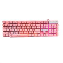 Teclado Gamer Oexgame Tc201 Force-X Abnt2 Led 3 Cores Rosa - OEX GAME