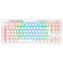 Teclado Gamer Óptico Redragon Magic Wand Pro Lunar White RGB Mecânico Switch Red Branco ABNT2