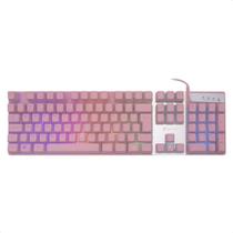 Teclado Gamer Prismatic Membrana Rainbow OEX Game TC205 Rosa