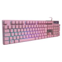 Teclado Gamer Prismatic Pink Semi Mecânico Comando Voz Oex