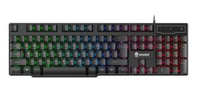 Teclado gamer QWERTY português Brasil cor preto com luz RGB rainbow