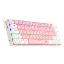 Teclado Gamer Redragon Lakshmi Rainbow Rosa E Branco Switch Azul 60%