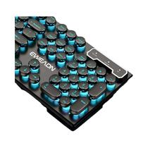 Teclado Gamer Retro Punk Com 104 Teclas, Retroiluminação Azul, USB Com Fio Para PC Windows E Laptop