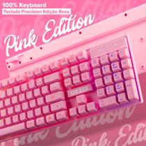 Teclado Gamer Rosa RGB Profissional Semi-Mecânico Fofinho Feminino Presente ABNT2 Precision Ozzix
