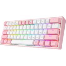 Teclado Gamer Sem Fio Redragon Fizz Pro K616-RGB USB - Branco/Rosa (Ingles)