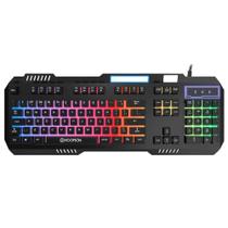 Teclado Gamer Semi Mecânico Hoopson MJ60, Retro-Iluminado, Membrana, Anti-Ghosting, USB, Preto