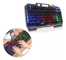 Teclado Gamer Semimecânico Rgb Led Retroiluminado Computador