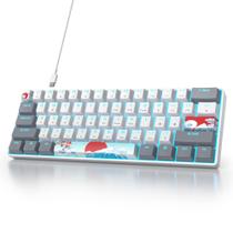 Teclado Gamer Ussixchare Mecânico com Fio, 61 Teclas, Switch Vermelho