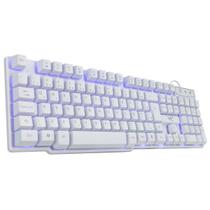 Teclado Gamer Vx Gaming Hydra Branco Abnt2 Multimídia Com Led Azul Sensacao Mecanica Usb 1.8m - Gth100ba