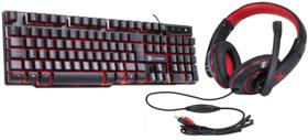 Teclado Gamer Vx Hydra Led Vermelho(com fio) + Fone Headset Gamer Vx Blade II - Vermelho