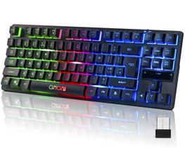 Teclado Inalámbrico Recargable CHONCHOW con Retroiluminación RGB de 87 Teclas