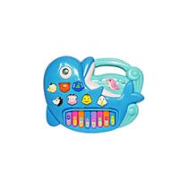 Teclado infantil didatico educativo para bebe 1 ano Golfinho azul luzes e som BBR - BBR toys