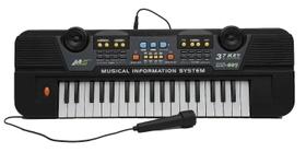 Teclado Infantil Eletrônico Musical Com Microfone - Preto