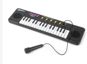 Teclado Infantil Musical com MIcrofone cores Preto e Rosa - keyboard