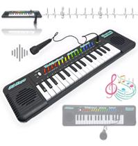 Teclado Infantil Musical com Microfone Piano cor preta Musical center