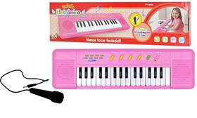 Teclado Infantil Musical Piano 37 Músicas com Microfone Rosa - Fun Game