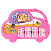 Teclado Infantil Musical Piano Bebê Show Music Brinquedo Dó Ré Mi Fá Só Lá Si Rosa - Art Brink