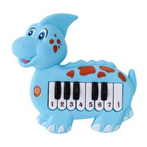 Teclado Infantil Musical Piano Dinossauro Brinquedo Bebê Didático Azul