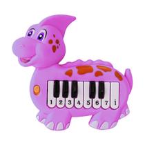 Teclado Infantil Musical Piano Dinossauro Brinquedo Bebê Didático Rosa