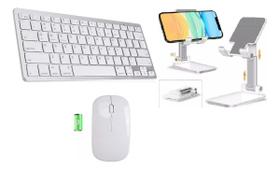 Teclado Kit Mouse/suporte Tablet Lenovo Tab P11 Plus B Mouse Branco Teclado Branco