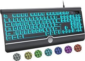 Teclado Letras Grandes Iluminado para Idosos e Baixa Visao